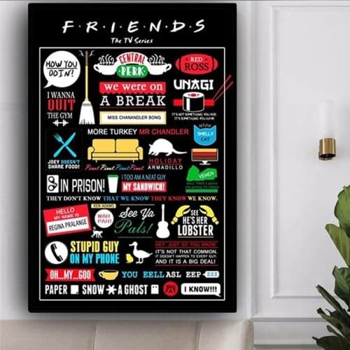 Friends TV Show Poster and Prints HD Printed Quadro Canvas Painting Classic Quote Wall Art Picture for Living Room Cuadros Decor