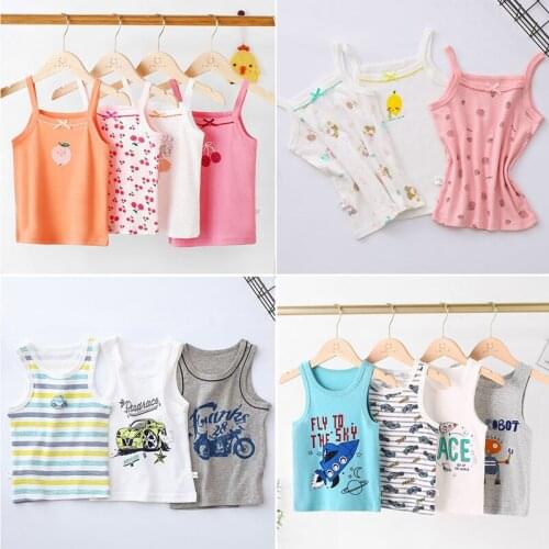 New Cotton T-Shirt For Girl Boys Summer Cartoon Tees Children Clothes Underwear Cute Top Kids Undershirt Toddler Sleeveless Vest