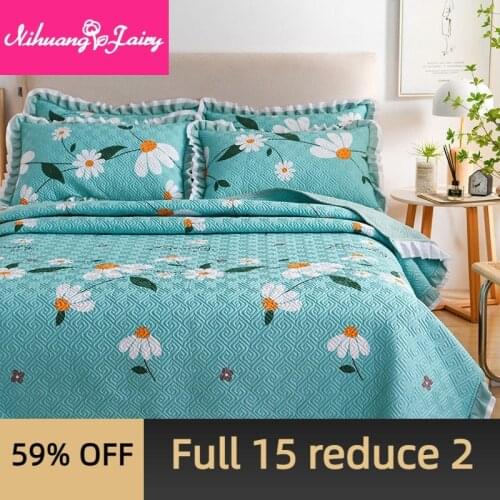 Cotton bed cover, thick quilted bed sheet, single tatami mat, pure cotton kang cover, double-sided three-piece set