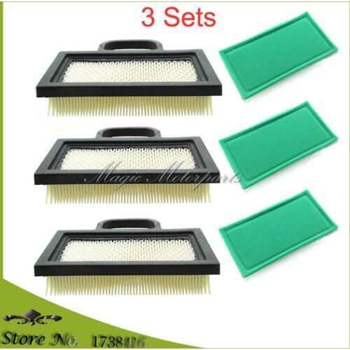 3x Air Filter Set For Briggs & Stratton 5063 499486 499486S 273638 273638S John Deere GY20575 GY21056 GY21056 MIU11286