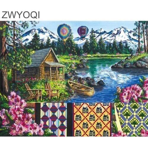 Full Round Diamond mosaic Blanket lake boat Full Square Diamond embroidery Blanket lake boat 3DDIY Diamond painting Cross stitch