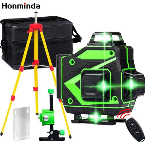 16 Lines 4D Green Laser Level Self-Leveling Wireless Remote 360 Horizontal and Vertical Cross Lines With Battery & Wall Bracket