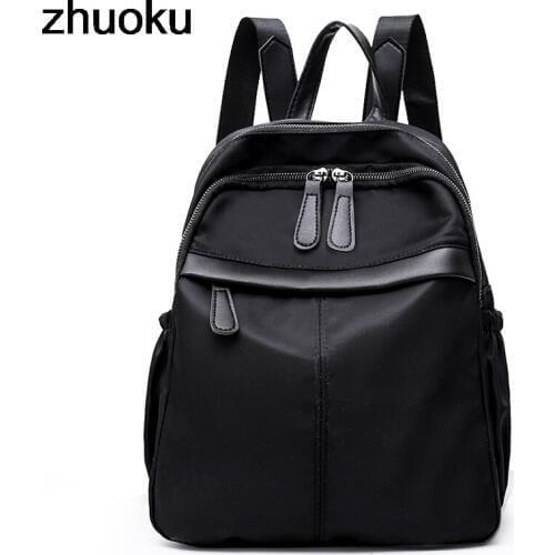 Small Waterproof Nylon Women Backpack Fashion Black Shoulder Back School Bag Preppy Style Backpacks for Teenage Girls