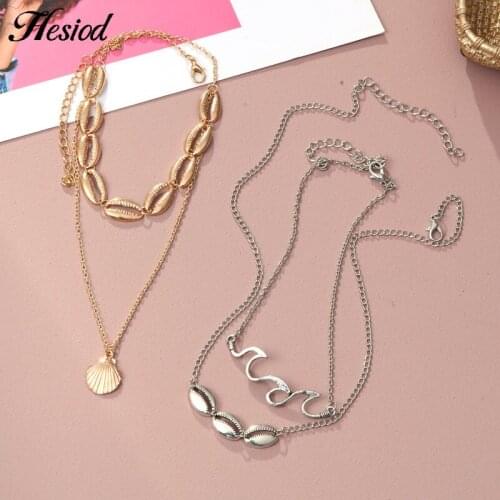 Metal Shell Imitation Pearl Pendant Necklace Multilayer Fashion Gold Plated Color New Party Charm Jewelry Accessories For Women