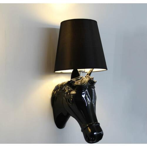 Nordic minimalist hotel clubs hall hallway wall lamp wall lamp bedroom bedside resin horse