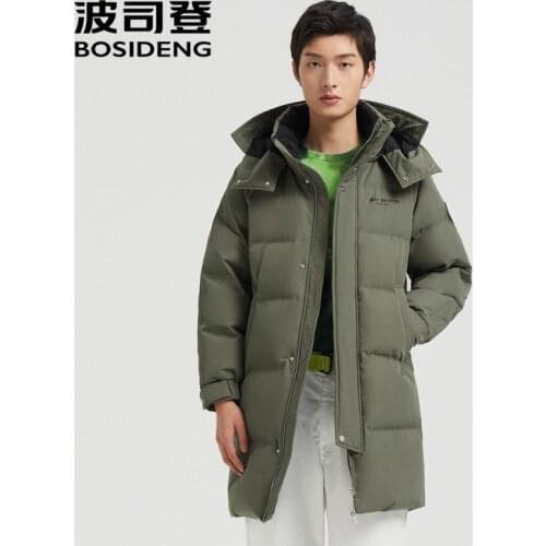 BOSIDENG mens clothing detachable hat long parka winter thicken warm loose coat casual jacket 90% duck down outwear B00145451
