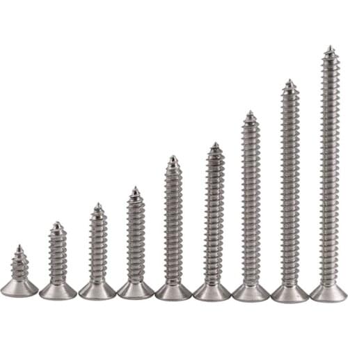 GuHua Phillips Flat Head Tapping Long Wood Screw KA Stainless steel Cross Countersunk Head Self Tapping Long Screws M4-M8 5PCS