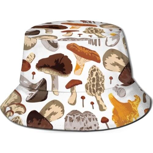 NOISYDESIGNS Colorful Fungus Mushrooms Printing Bucket Hats for Girls Women Fisherman Hat Summer Sun Hat Students Femme