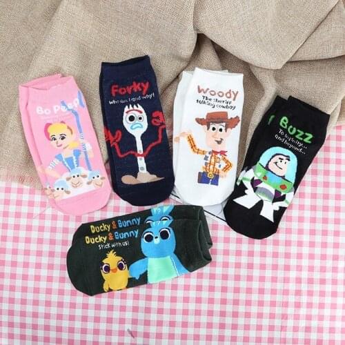 Disney Toy Story Anime Cartoon Girls Girls Casual Cotton Socks Sweat-absorbent Boat Socks Summer Shallow Mouth Low Cut Socks