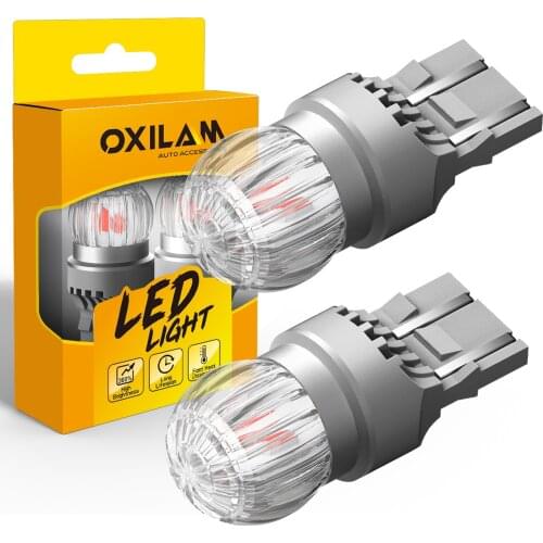 OXILAM 2Pcs Red Led Brake Light for Renault Duster Clio Opel Astra j Chevrolet Cruze T20 7440 7443 Led W21/5W W21W Tail Lamp