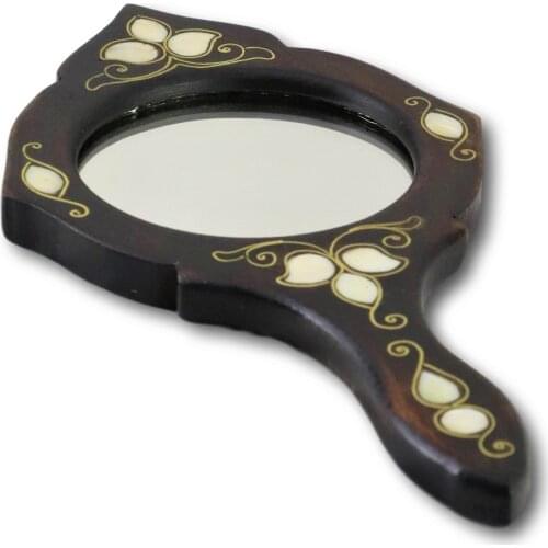 Mother of Pearl Embroidered Hand Mirror Authentic Elegant Stylish Design Special Cute Pretty Darling Melodious Gracious Adorable