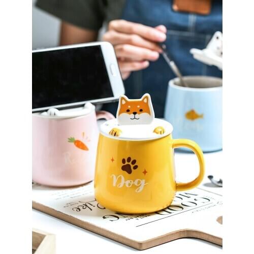 Cat Pink Animal Gift Mug Coffee Funny Cute Kids Hand Painted Personnalisable Novelty Print Porcelain Vaso Cafe Drinkware BY50MU