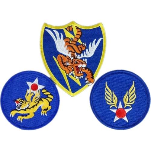 Full SET WW2 US Army Air Force A.V.G. Pilot Flying Tigers Patch 3PCS