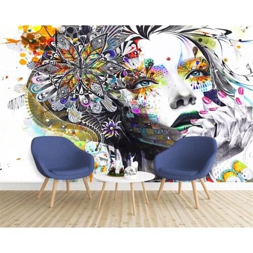 Beibehang Custom modern classic hand drawn sketch personality abstract avatar mural background wallpaper wall papers home decor