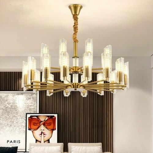 Post-modern Nordic Light Luxury Golden Atmosphere Luxury Living Room Dining Room Bedroom Wrought Iron Crystal Glass Chandelier