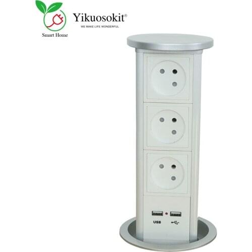 Israeli Power Sockets USB Ports Pneumatic Spring Pop Up Hidden Desktop Electric Tabletop Outlet Wireless Charger CE Rohs