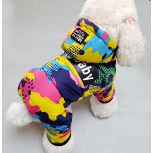 Warm Dog Pets Clothing Winter Hooded Outfit Doggie Puppy Jumpsuit Small Dog Coat Jacket Costumes Camouflage Pet Apparel Overalls