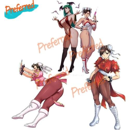 High Quality Sexy Chun Li and Morrigan Decal Motocross Racing Laptop Helmet Trunk Wall Vinyl Car Sticker Die Cutting