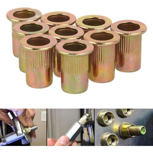 50Pcs Rivet Nuts M6 Zinc Plated Steel Flat head Threaded Rivet Insert Nutsert Cap Rivet Nut Hardware Tool Accessories