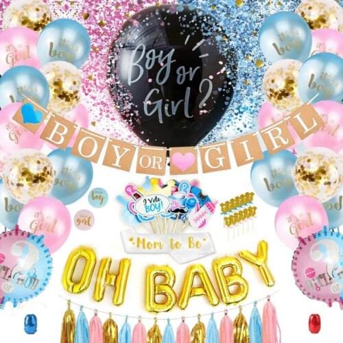 1pcs Home 36inch Boy Or Girl Balloon Gender Reveal Party Black Latex Ballon With Confetti Gender Reveal Baby Shower Decoration