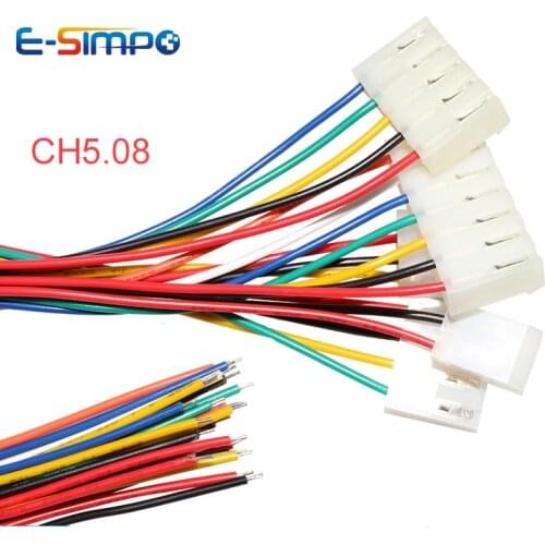 10pcs CH5.08 20AWG 2/3/4/5/6/7/8/9/10/12Pin 5.08mm Pitch Cable 20cm long Electronic Terminal Housing Connector Plug Wire Harness
