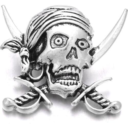 10pcs/lot New Big Snap Jewelry Vintage Metal Pirate Snap Buttons Fit 18mm Snap Button Bracelet for Men Women Bracelets Jewelry