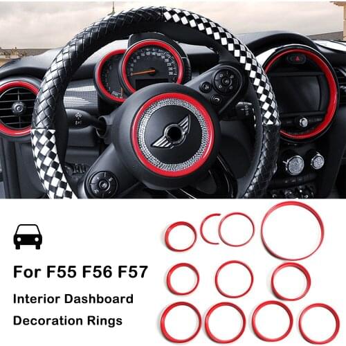 11pcs Car Interior Dashboard Decoration Ring Gear Steering Center Circle Vent Cover Case Sticker For Mini Cooper S F55 F56 F57