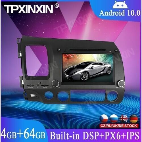 128GB DSP Android 10.0 For Honda Civic 2006-2011 Car Head Unit Car CD DVD Player GPS Navigation Tape Recorder Multimedia Player