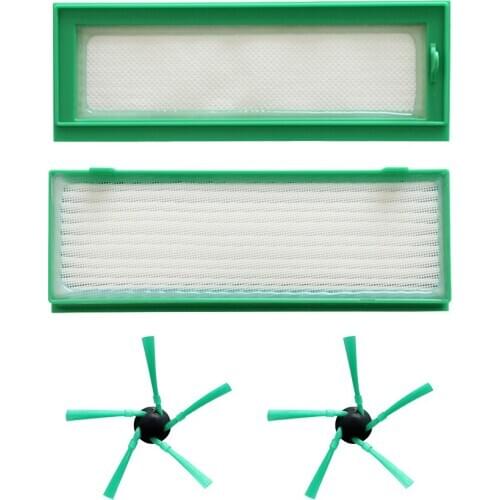 2 pcs / batch Robot vacuum cleaner parts for Vorwerk Kobold VR200 VR200 Replacement of HEPA filter + 2 side brush