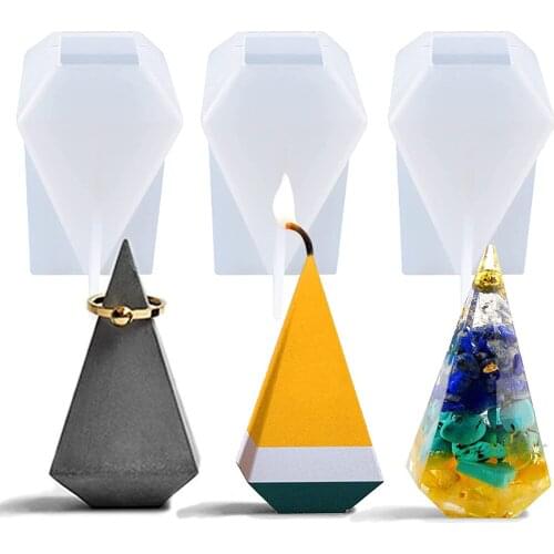 3 Pcs Ring Holder Cone Resin Mold DIY Hexagonal Pyramid Silicone Candle Molds for Resin Casting Soap Aromatherapy Candle