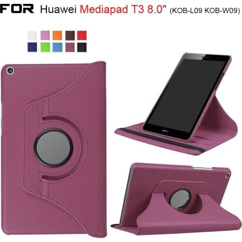 360 Degree Rotating Smart Case For Huawei MediaPad T3 8.0 inch KOB-L09 KOB-W09 case PU Leather Flip Stand Tablet Cover Case