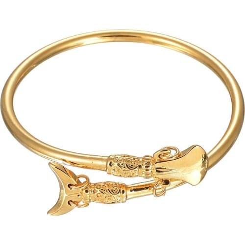 Classic Punk Chinese Style Hoop Sandy Cuff Bangle Journey To The West Jewelry Gold Opening Bangles & Bracelets for Men Women