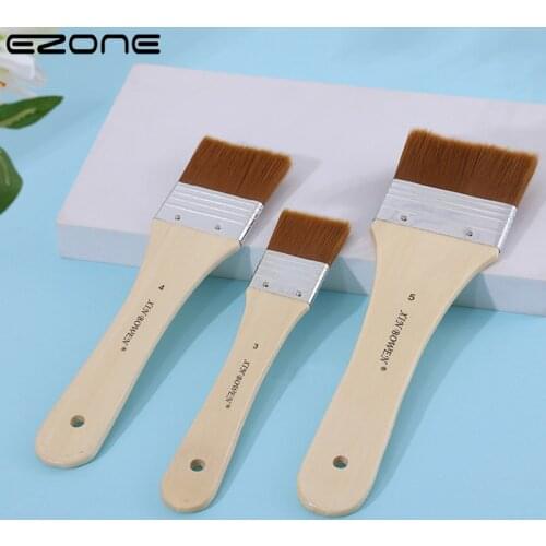 EZONE 3Pcs/Set Nylon Hair Paint Brushes Set for Acrylic Oil Drawing Watercolor Wooden Painting Brush Tools Art Supplies