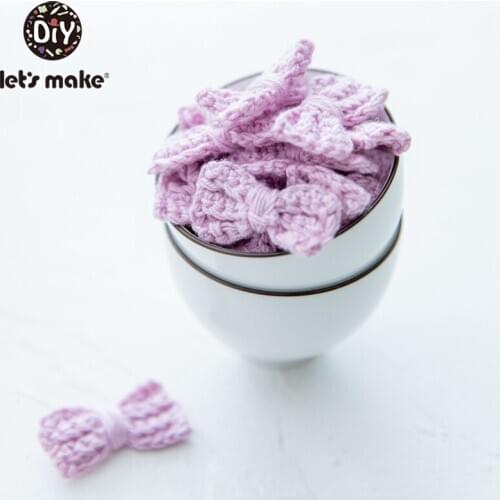 Lets Make 50PC DIY Baby Teether Bow Tie Crochet Beads Toy Gift Teething Soft Baby Products For Newborns Cotton PVC Free