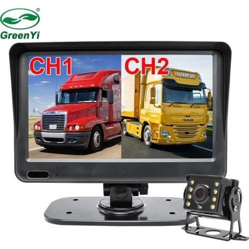 HD 1920x1080P 7 Inch IPS Screen 2CH Truck Bus DVR Recorder AHD Monitor With 2 Channels Front Reverse Backup AHD Recording Camera