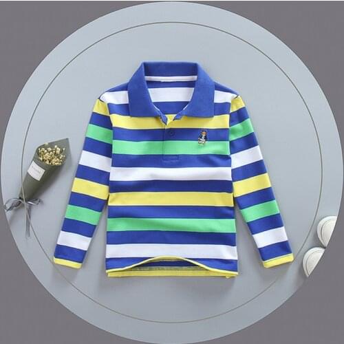 Jargazol Toddler Boy Shirt Autumn Stripes Long Sleeve Tops Fashion Children Sport Polo Shirts 3-15 Years Teenagers Outfits