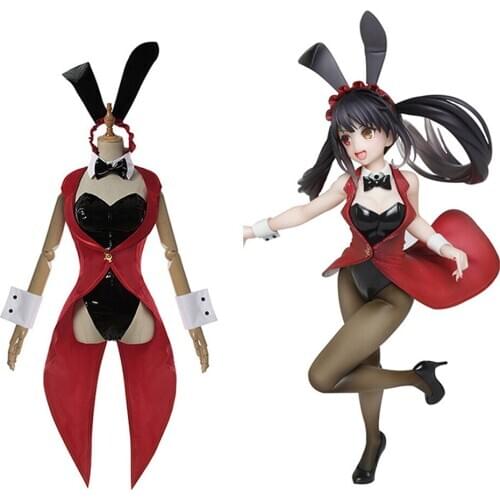 Date A Live Kurumi Tokisaki Cosplay Costume Sexy Bunny Girl Jumpsuit Halloween Women Bunny Costume Stocking Gloves Suit