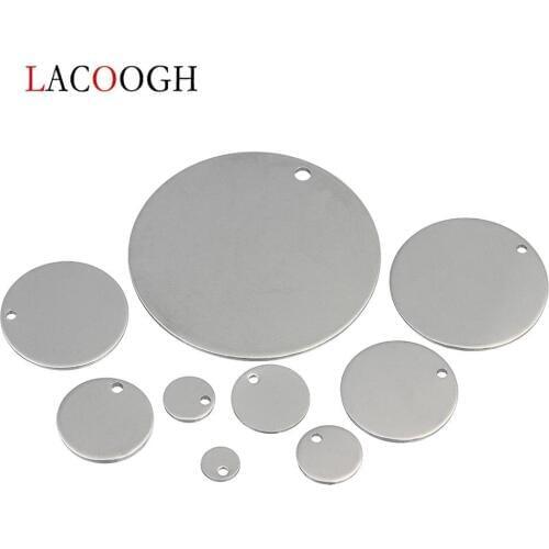 20pcs/lot 6/8/10/12/15mm 9 Sizes Stainless Steel Round Charms Pendants Connector For Bracelets Blank DIY Necklace Jewelry Making