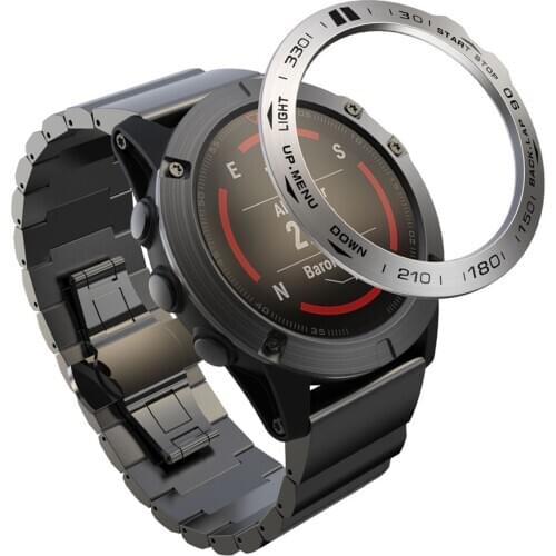 Metal Anti-scratch Watch Case Luminous Bezel Ring Adhesive Cover for Garmin Fenix 5X / Fenix5X Plus Smart Watch Protector