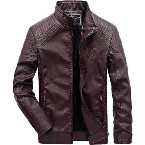 PU Faux Leather Jacket Men Casual Slim Fit Autumn Winter Motorcycle Leather Jackets Mens Fashion Plus Size L- 5XL 6XL Warm Coats