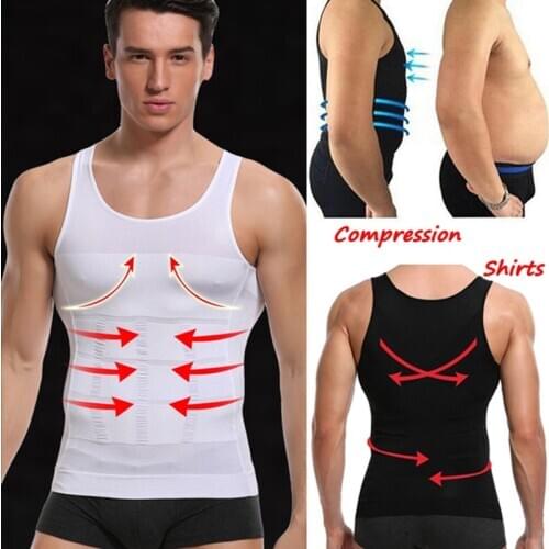 Mens Slimming Body Shaper Waist Trainer Corset Vest Chest Compression Shirt Abs Abdomen Slimming Workout Tank Top Undershirt
