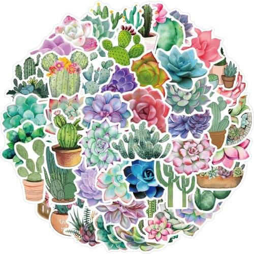 25/50PCS Succulent Stickers For Laptop Journaling Planners Phone Cute Cactus Plants Decals Scrapbooking Pack For Girls Kids