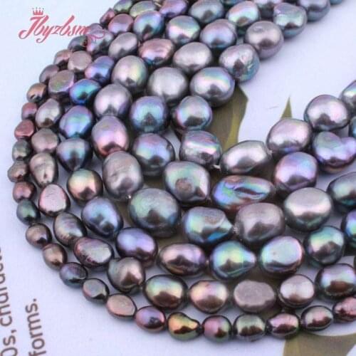 5-7,8-9,9-10,10-11mm Freshwater Pearl Black Freeform Loose Natural Stone Beads For DIY Necklace Bracelet Jewelry Making Str 15"