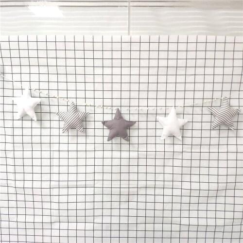 Nordic Style Cloth Stars Beads Banner Birthday Party Children Room Bed Curtain Decoration Hanging String Lovely Wall Decoration