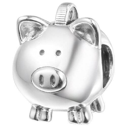 2021 New 925 Sterling Silver Cute Piggy Bank Charm Beads Fit Pandora Bracelets Women Bead for Jewelry Making Berloque