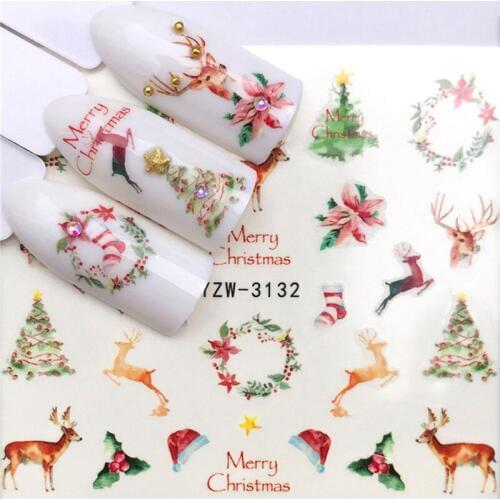 10 Pcs New Christmas Mini Nail Stickers DIY Craft Nail Art Bronzing Nail Stickers New Year Christmas Decoration Xmas Party Favor
