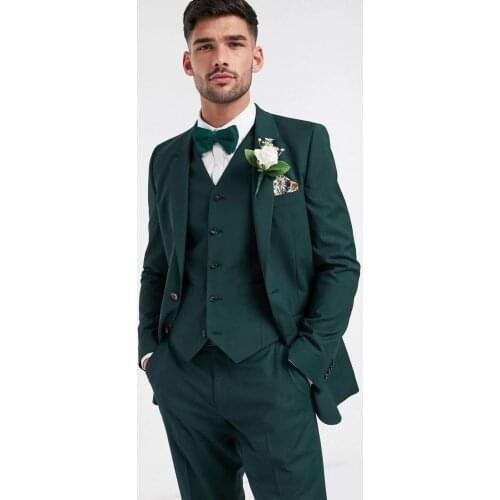 New Arrival Slim Fit Men Suit Green Notch Lapel Business Casual Evening Tuxedo 3 Piece（Blazer+Pant+Vest）Custom Man Suit
