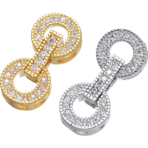 One piece rhodium/gold diy copper micro pave CZ round connetor accessory mp036