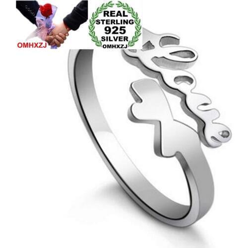 OMHXZJ Wholesale Fashion Simple LOVE Butterfly Lovers Couple 925 Sterling Silver open adjust female for Woman Man Ring Gift RG23