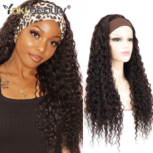 28Inch Long Kinky Curly Ice Headband Wigs Curly Wig Synthetic Wig With Headband For Black Women Ombre Daily Wigs By Yaki Beauty